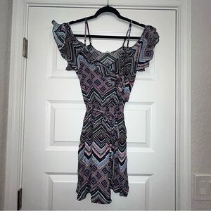 Candie’s Ruffle Open Shoulder Short Dress